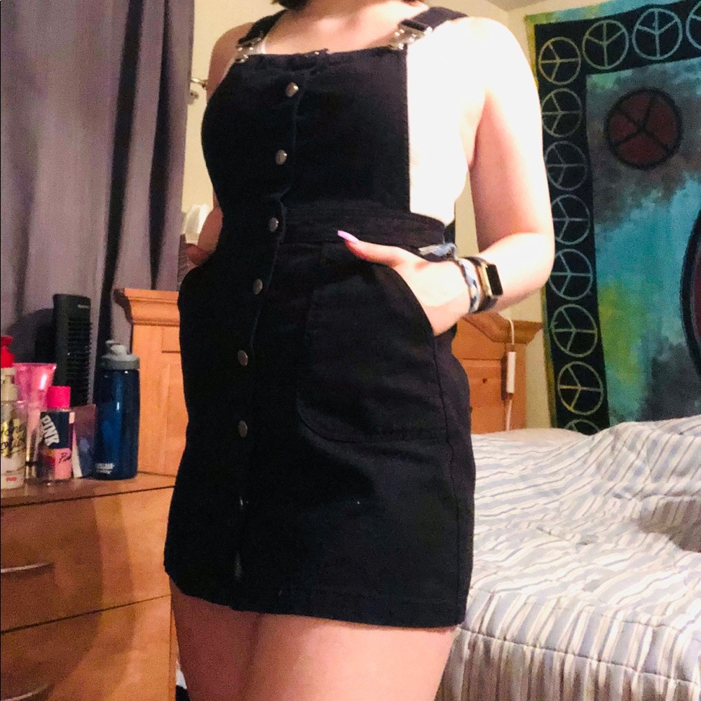 Black jean skirt romper